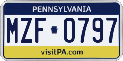 PA license plate MZF0797