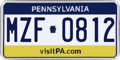 PA license plate MZF0812