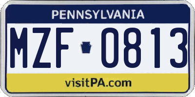 PA license plate MZF0813