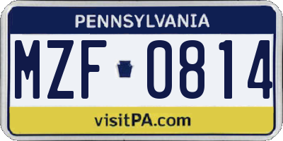 PA license plate MZF0814