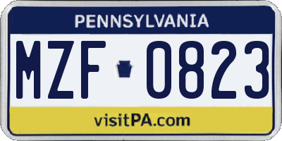 PA license plate MZF0823