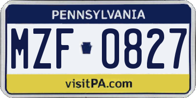 PA license plate MZF0827