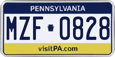 PA license plate MZF0828