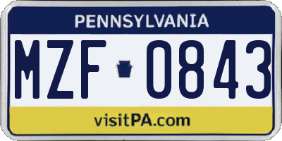 PA license plate MZF0843