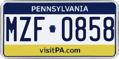 PA license plate MZF0858