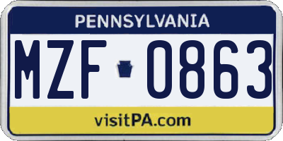 PA license plate MZF0863