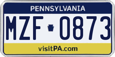 PA license plate MZF0873