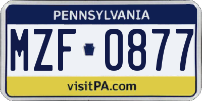 PA license plate MZF0877