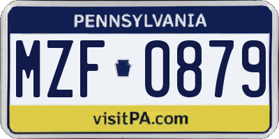 PA license plate MZF0879