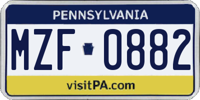 PA license plate MZF0882