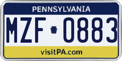 PA license plate MZF0883