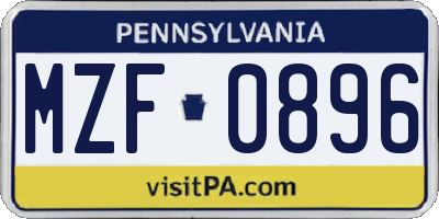 PA license plate MZF0896