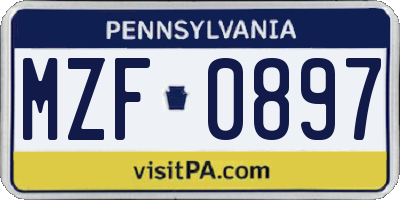 PA license plate MZF0897