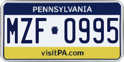 PA license plate MZF0995