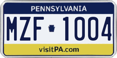 PA license plate MZF1004