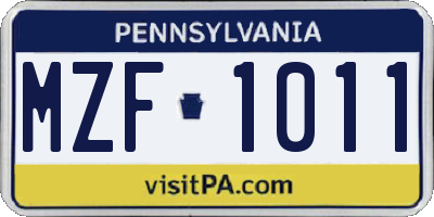 PA license plate MZF1011