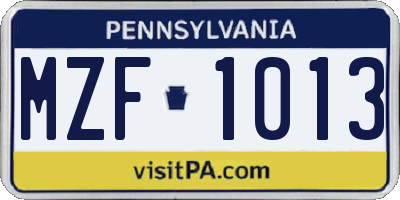 PA license plate MZF1013