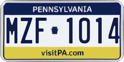 PA license plate MZF1014