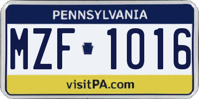 PA license plate MZF1016
