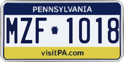 PA license plate MZF1018