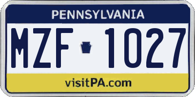 PA license plate MZF1027