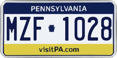 PA license plate MZF1028