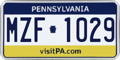 PA license plate MZF1029