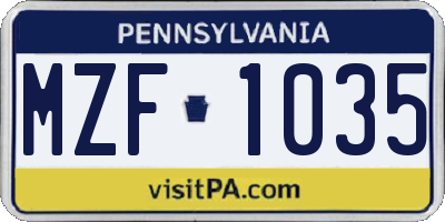 PA license plate MZF1035