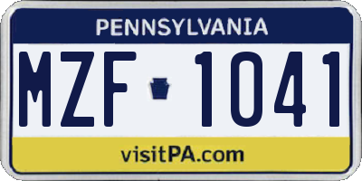 PA license plate MZF1041