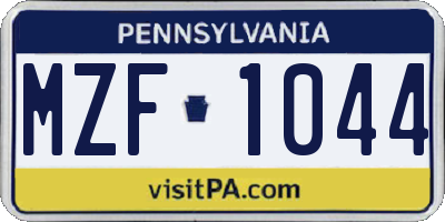 PA license plate MZF1044