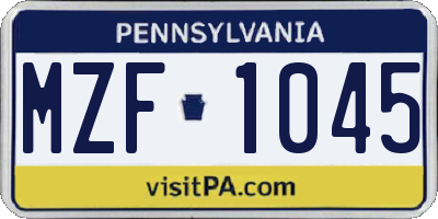 PA license plate MZF1045