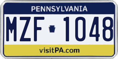 PA license plate MZF1048