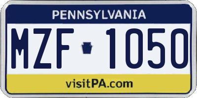 PA license plate MZF1050