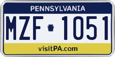 PA license plate MZF1051