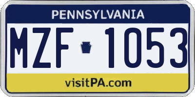 PA license plate MZF1053