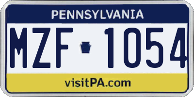 PA license plate MZF1054