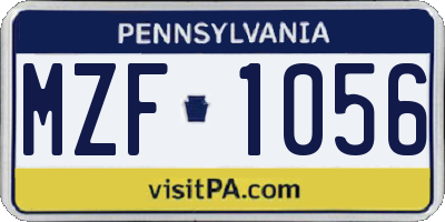 PA license plate MZF1056