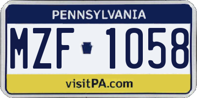 PA license plate MZF1058