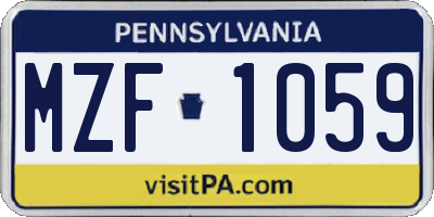 PA license plate MZF1059