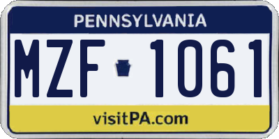 PA license plate MZF1061