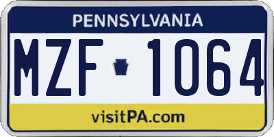 PA license plate MZF1064