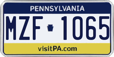 PA license plate MZF1065