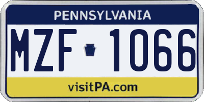 PA license plate MZF1066