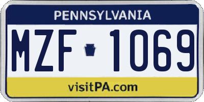 PA license plate MZF1069