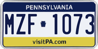 PA license plate MZF1073