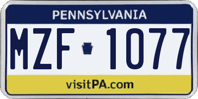 PA license plate MZF1077