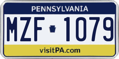 PA license plate MZF1079