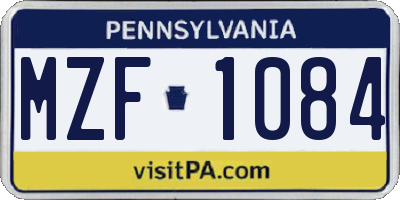 PA license plate MZF1084