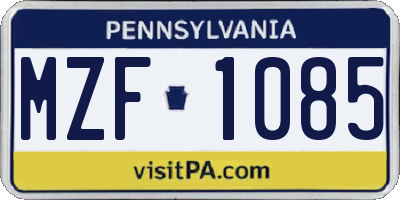 PA license plate MZF1085