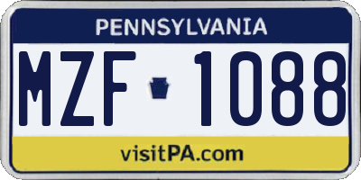PA license plate MZF1088